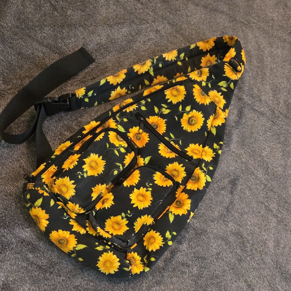 Sunflower Patterned Sling Backpack - image 1